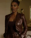 Found S02 Gabi Mosely Brown Leather Blazer