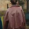Gemma Daddy Issues Brown Leather Bomber Jacket Back