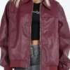 Gemma Daddy Issues Brown Leather Bomber Jacket For Sale