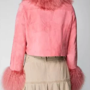 High Potential Kaitlin Olson Pink Suede Jacket For Sale