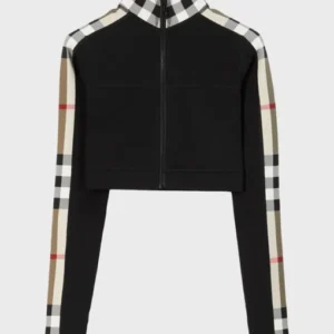 Hilary Banks Bel Air S03 Plaid Sleeves Zip Jacket Full View