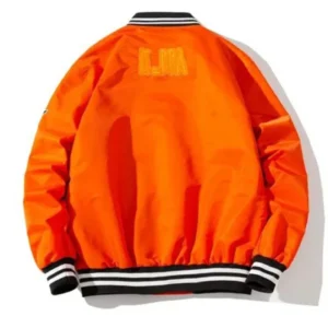 Hip Hop Satin Varsity Jacket Back