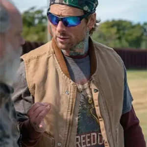 Hit Man Glen Powell Brown Cotton Vest