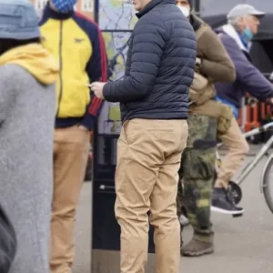 Jason Sudeikis Ted Lasso Black Quilted Puffer Jacket Back