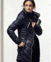Jenny Slate Venom Black Puffer Coat Full View