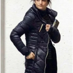 Jenny Slate Venom Black Puffer Coat Full View