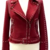 Joanna Higson Brassic Red Suede Jacket For Sale