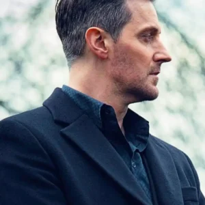 Joe Burkett Fool Me Once Black Trench Wool Coat For Sale