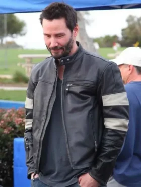 John Wick 2 Black White Striped Cafe Racer Jacket