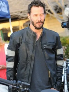 John Wick 2 Black White Striped Cafe Racer Jacket Front