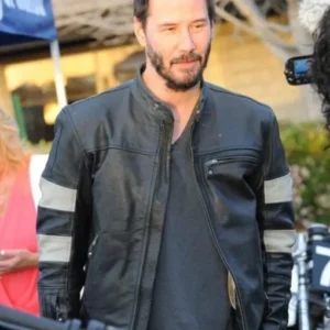 John Wick 2 Black White Striped Cafe Racer Jacket Front