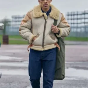 Jordan Bolger This Town Shearling Grey Leather Jacket