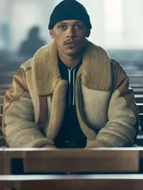 Jordan Bolger This Town Shearling Grey Leather Jacket Front