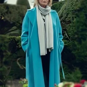 Judith Burkett Fool Me Once Blue Trench Coat