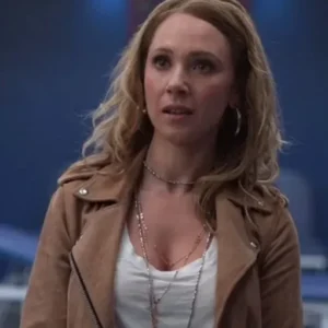 Keeley Brown Ted Lasso Suede Leather Jacket Front