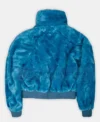 Keeley Jones Ted Lasso Blue Fur Zipper Jacket Back