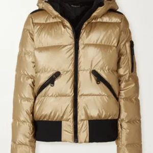 Keeley Jones Ted Lasso S02 Golden Puffer Jacket Front