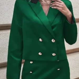 Keeley Jones Ted Lasso S03 Green Satin Blazer Front