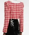 Keeley Jones Ted Lasso S03 Red Checked Cropped Jacket Back