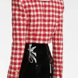 Keeley Jones Ted Lasso S03 Red Checked Cropped Jacket Back