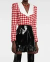 Keeley Jones Ted Lasso S03 Red Checked Cropped Jacket Front
