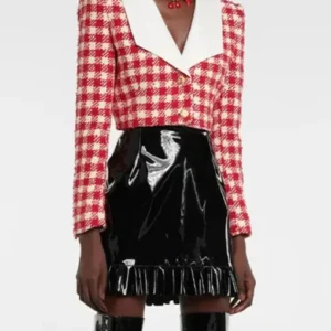 Keeley Jones Ted Lasso S03 Red Checked Cropped Jacket Front