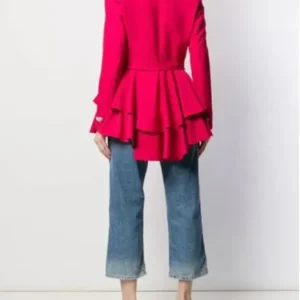 Keeley Ted Lasso S02 Pink Heart Button Wool Blazer Back