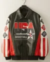 Kevin Durant USA Team Black Leather Jacket Front