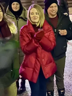 Kim Matula The Finnish Line Red Puffer Jacket