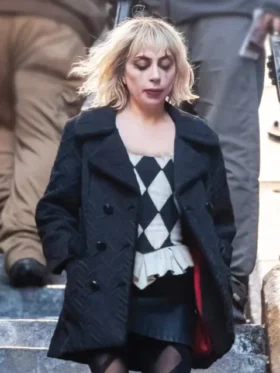 Lady Gaga Joker Folie a Deux 2024 Black Coat Front View