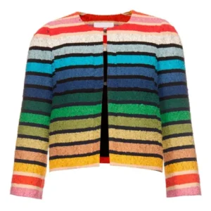 Lily Collins Emily In paris Rainbow Jacket Full View