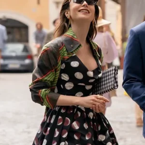 Lily Collins Emily in Paris S04 Green Checked Blazer