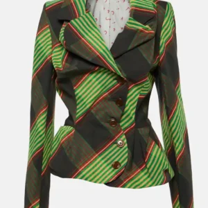 Lily Collins Emily in Paris S04 Green Checked Blazer on sale