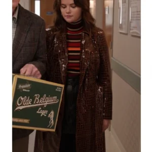 Mabel Mora Only Murders in the Building S04 Brown Crocodile Coat