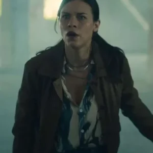 Margot Muller Who Is Erin Carter Brown Biker Jacket Front