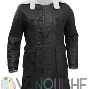 Men’s Black Bane Leather Coat front