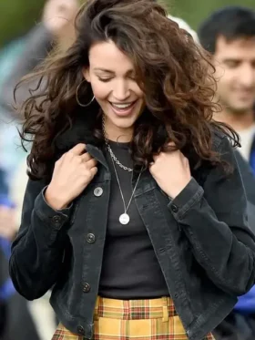 Michelle Keega Brassic S05 Black Denim Jacket Front View