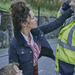 Michelle Keega Brassic S05 Black Denim Jacket Side View