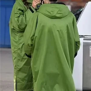 Michelle Keegan Brassic S05 Green Long Coat Back View