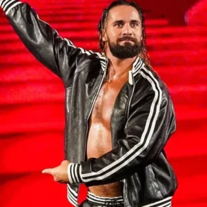 Monday Night Raw 2024 Seth Rollins Black Leather Jacket On Sale