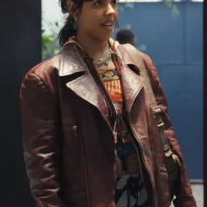 Paloma Castel La Maison 2024 Maroon Leather Jacket