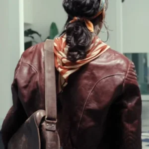 Paloma Castel La Maison 2024 Maroon Leather Jacket Back