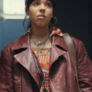 Paloma Castel La Maison 2024 Maroon Leather Jacket Front