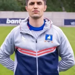 Phil Dunster Ted Lasso Grey Fleece Hooded Jacket