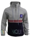 Phil Dunster Ted Lasso Grey and Blue Hooded Jacket front