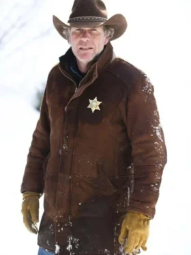 Robert Taylor Longmire Brown Leather Trench Coat