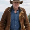 Robert Taylor Longmire Brown Leather Trench Coat Front