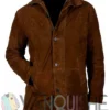 Robert Taylor Longmire Brown Leather Trench Coat front