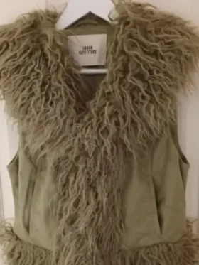 Sabrina Sandhu Dinosaur 2024 Green Fur Vest Front View