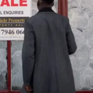 Sam Obisanya Ted Lasso Grey Wool Coat Back View